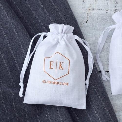 300PCS/Lot Drawstring Linen Bag Candy Earring Small Jewelry Pouch Custom Color Logo Packaging Gift Bag Pouches