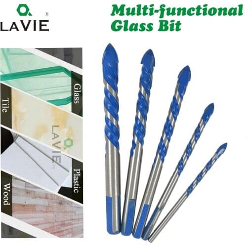 LAVIE 3mm to 12mm Multifunctional Glass Drill Bit Twist Spade Drill Triangle Bits For Ceramic Tile Concrete Glass Marble DB02055