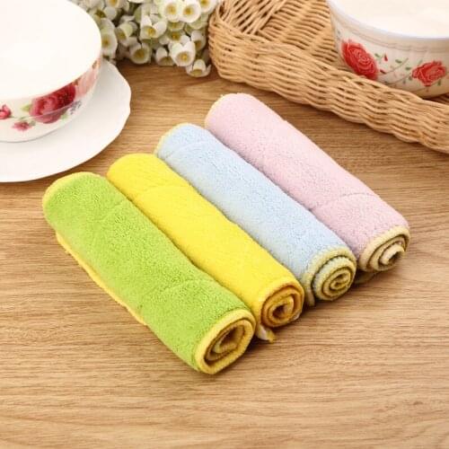 New Double-sided Microfiber Dish towels Thickening Cloth Dish Nonstick Oil Absorbent dishcloth Kitchen Towels
