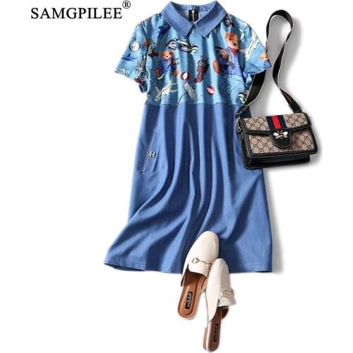 Women dresses summer 2020 plus size dress Casual A-line Print Short Above Knee Midi dress Turn-down Collar women dresses 3XL 4XL