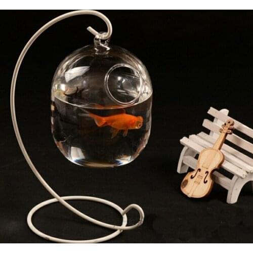 Suspended Transparent Hanging Glass Fish Tank Infusion Bottle Aquarium Flower Pl U2JC