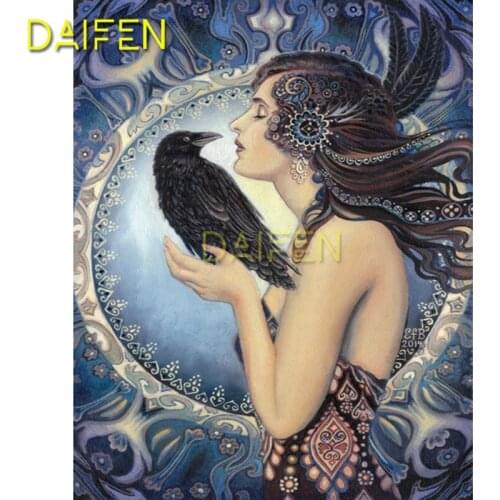 Full Round Diamond mosaic DIY 3D Diamond painting Cross stitch Full Square Diamond embroidery witch girl crow black bird demon