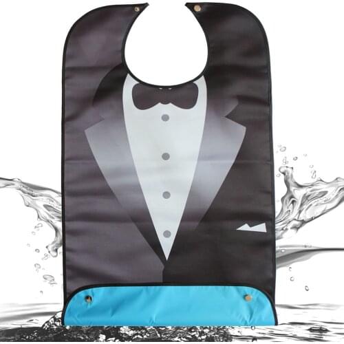 Adult Bib Waterproof Apron Clothes Bib Washable Saliva Towel Patient Clothing Protectors (Black)