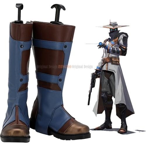Valorant Cypher Cosplay Boots Customized Leather Shoes for Unisex Any Size