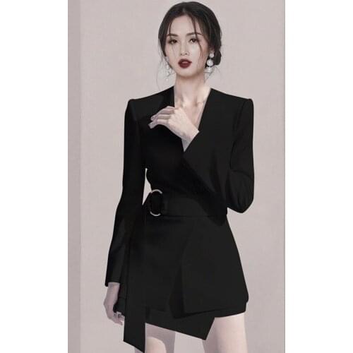 Sexy women mini bodycon Black white long Sleeve dress