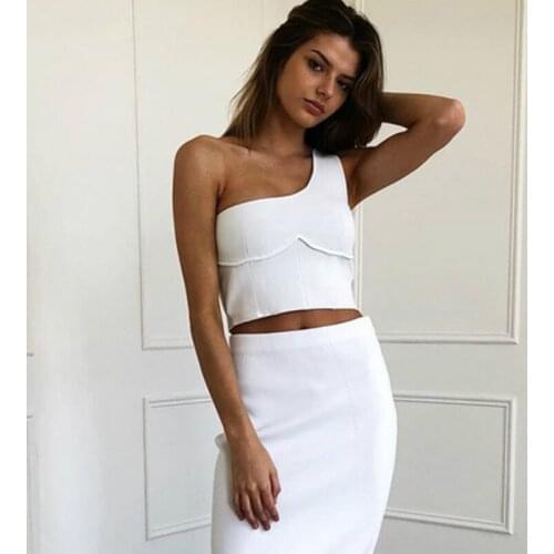 Summer Women Single Shoulder Vest Tank Tops Casual Sleeveless Bustier Crop Top Backless Slim Fit Push-up Club Street White Black