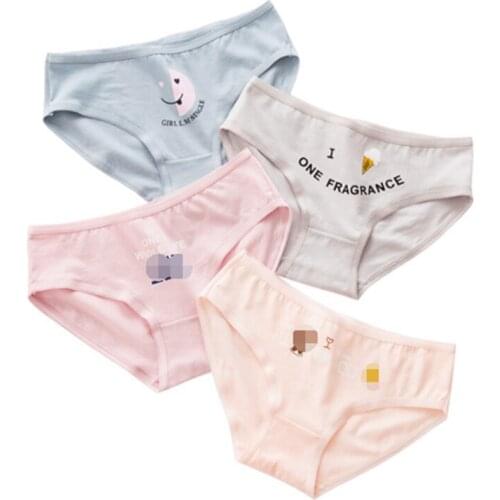 New Arrived 4Pcs/Lot Girl Panties Underwear Lace Briefs Cotton Lingerie Soft Comfortable Bowknot Cartoon Panty Wholesale 0747-7