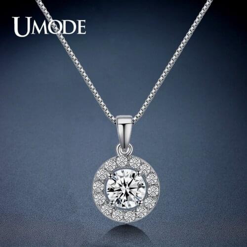 UMODE Hearts & Arrows cut 0.6 carat Top Quality AAA+ CZ Cubic Zirconia Round Pendant Necklace UN0012