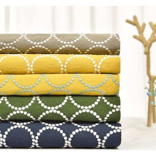 Thickened Circle DIY Handmade Cotton Linen Embroidered Fabric Clothes Clothing Fabric Bag Sofa High-end Pillow Width120cm 1Yard