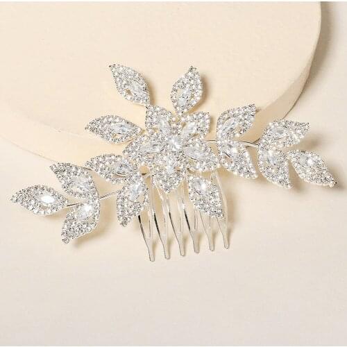 Leaf Hair Combs For Womrn Fashoin Crystal Allloy Hair Clips Elegant Fairy Hair Comb Exquisite Bridal Wedding Hair Accessories