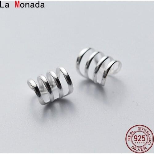 La Monada Clip On Earrings Women Hoop Minimalist Fine Jewelry 925 Sterling Silver Ear Cuff Clip Earrings For Women Korean Simple