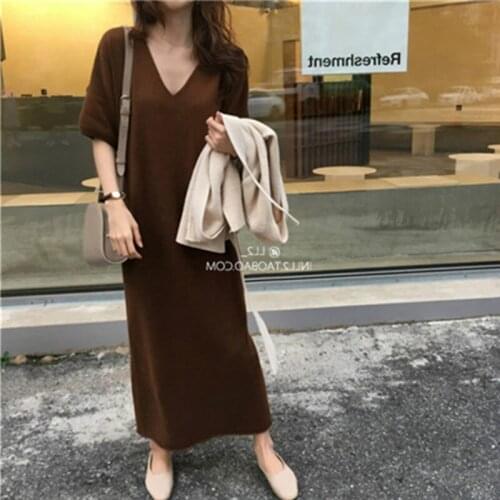 New Autumn Long Sweater Winter Elegant Long Sleeve Sweaters Knitted Dresses Womens Loose Maxi Oversize Knitting Robe Vestido