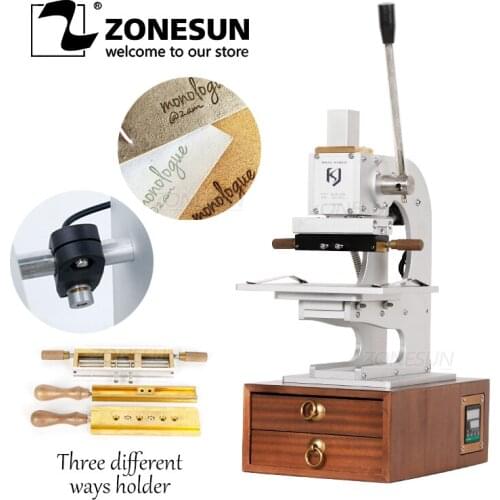 ZONESUN Hot Foil Stamping Machine With Alphabet Molds Custom Logo Marking Embossing Tools For Paper Plastic Leather