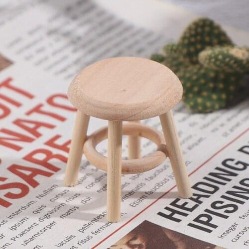 1/12 Dollhouse Miniature Furniture Round Stool Chair for Kids Pretend Play Toy New