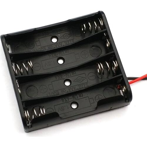 1 Pcs Battery box Case Plastic Box Holder with 6'' Cable Lead for 4 x AAA Batteries for Soldering Connecting Black