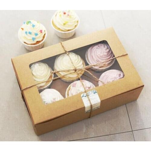 20pcs/lot-24*16*7.5cm Cattle paperboard cupcake boxes Gift box Pudding Western-style snack box DIY Baking packing boxes