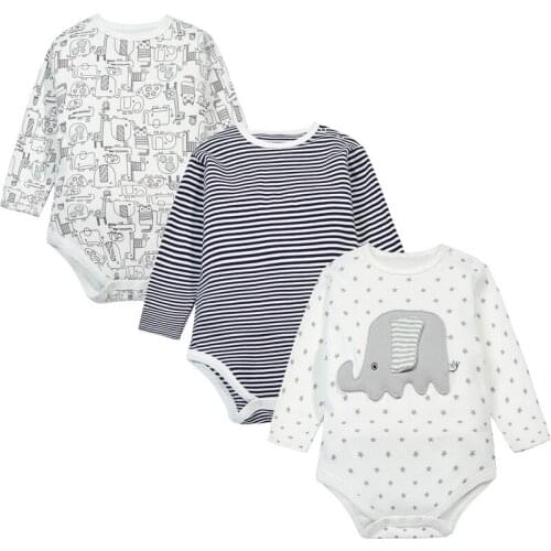 3 pieces / lot New Baby beautiful elephant print Sports suit for kids natural cotton clothing with Long sleeves for boys