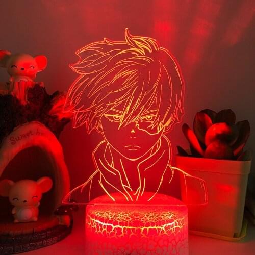 Shoto Todoroki Acrylic Night Light For My Hero Academia Home Decor Child Birthday Gift Cartoon Table 16Color Changing Touch Lamp