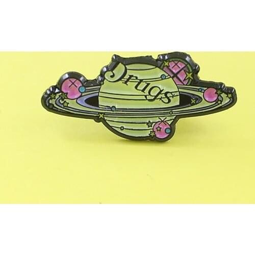 Universe Planet DRUGS Brooch Solar System Planet Earth Saturn Moon Mars Motion Trail Badge Enamel Pin Give To Astronomy Lovers