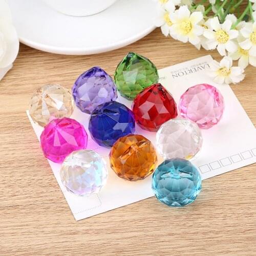 Camal 10pcs 30mm Faceted Crystal Ball SunCatcher Pendant Prisms Chandelier Wedding Party Curtain Christmas Hanging Lamp Parts