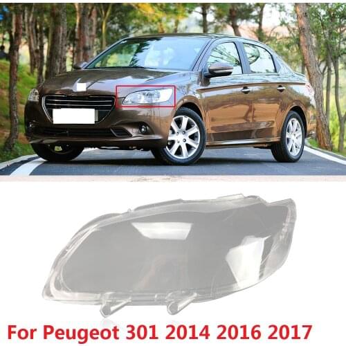 CAPQX 1PCS For Peugeot 301 2014 2016 2017 Front Headlamp Lamp cover Lampshade Headlight Waterproof head light Shade Shell