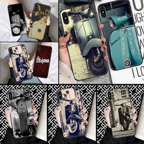 Vespa Scooter Motorcycle Phone Case Cover Hull For iphone 5 5s se 2 6 6s 7 8 12 mini plus X XS XR 11 PRO MAX black tpu shell