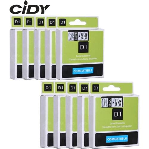 CIDY Dymo D1 45020 compatible for DYMO D1 Label Tapes 12mm white on clear Label Maker Suitable Label Manager 210 450 LM160