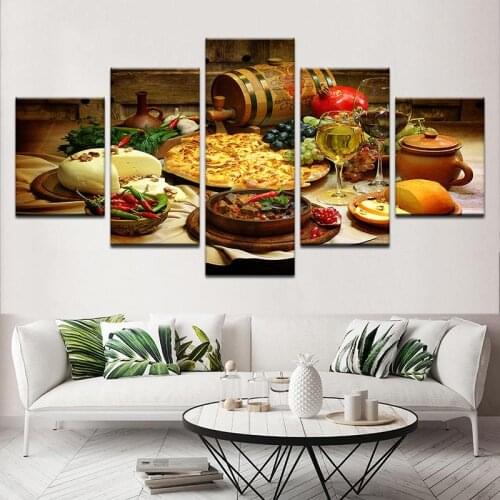 Decor Poster Restaurant Kitchen Modular Picture Wall Art 5 Pieces Food and Drink HD Print Canvas Painting Home Decor Unframed