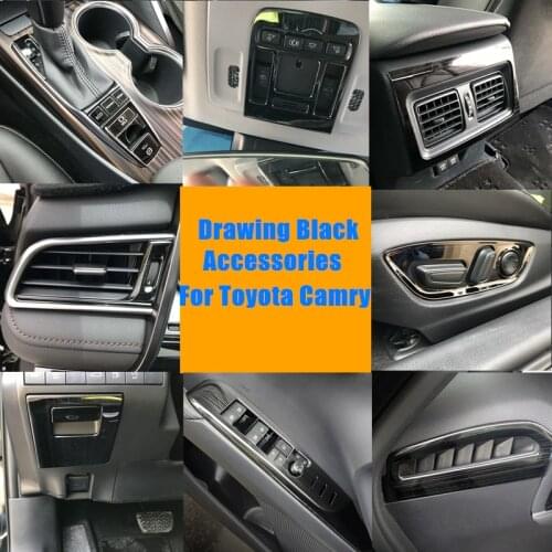 For Toyota Camry 70 XV70 2018 2019 2020 Drawing titanium Black Accessories Interior Stainless steel Decoration Cover Trim
