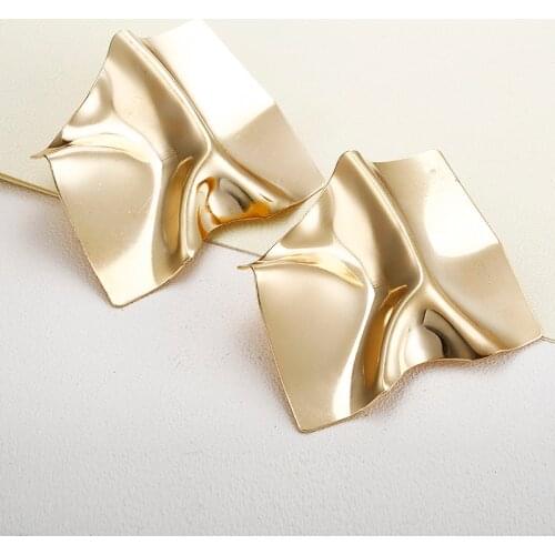 E0489 Luxury Gold Suqare Stud Earrings For Women Fashion Jewelry 2018 Party European Earrings Ear Decoration