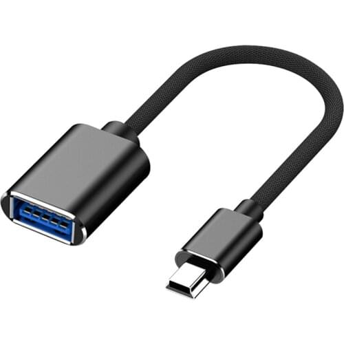 Mini To Usb 2.0 a Female Otg Adapter Cable, Suitable for U Disk Handle Flat White Car Mp3