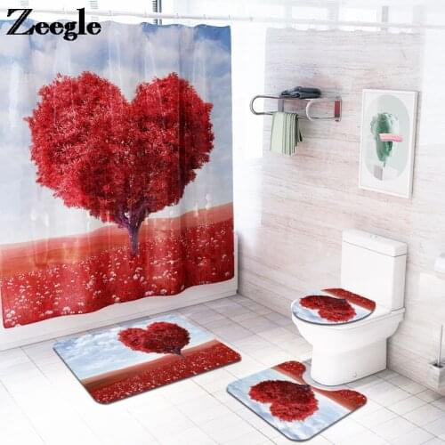 Printed Bath Mat and Shower Curtain Set Absorbent Bathroom Mat Microfiber Toilet Mat Non Slip Shower Foot MAt