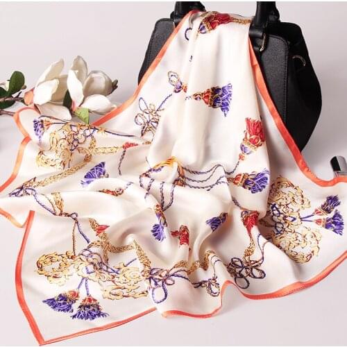 Square Silk Scarf Neckerchief 65*65cm Hangzhou Silk Kerchief Wraps for Ladies Printed Bandana 100% Real Silk Square Neck Scarves