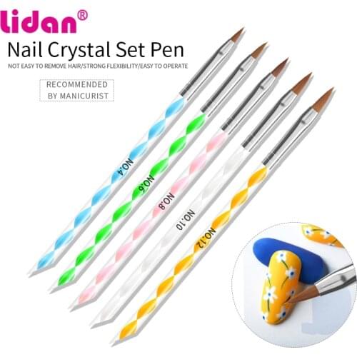 Lidan Nail Crystal Acrylic Rod 3D Carving Pen Professional Manicure Gel Brush Nail Art Painting Drawing Brush Phototherapy Tools