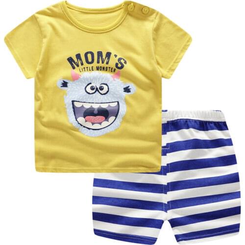 Baby Girl Clothes Lovely Baby Boy Girl Summer Infant Clothing Clothes Striped Shorts + Yellow Top Tees Clothes Baby Outfits