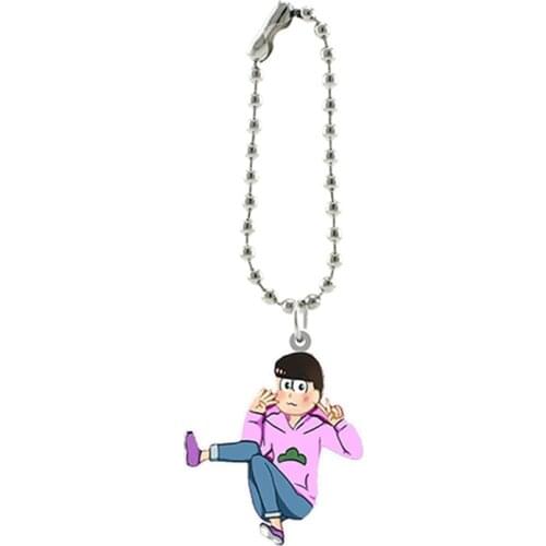 Cartoon Osomatsu-san Resin Pendant Keychains PVC Handmade Art Figure Short Beads Chain For Briefcase Phone Ornament