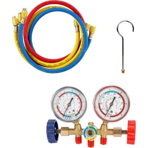 Refrigerant Manifold Gauge Set Air Conditioning Tools with Hose and Hook for R12 R22 R404A R134A Air Condition