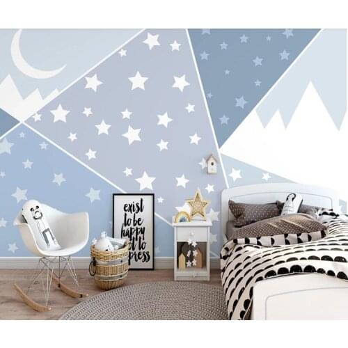 Bacal custom 3D wallpaper mural simple blue geometric starry sky childrens room background wall living room 5d decoration paper