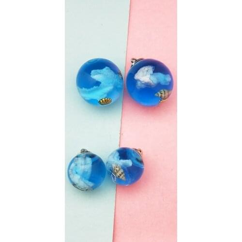 10pcs Blue Sky And White Cloud Resin Ball Charms DIY Craft Beads Pendants For Earring Necklace Key Chains Jewelry Make Accessory