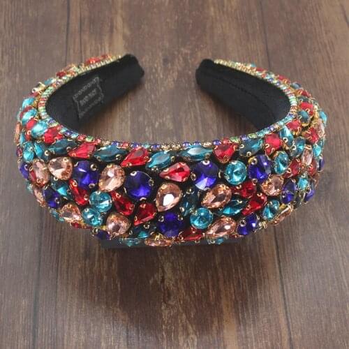 Full Colorful Rhinestone Crystal Headband Vintage Headpiece Prom Party Wedding Ladies Hair Ornament New Shinny hair accessories