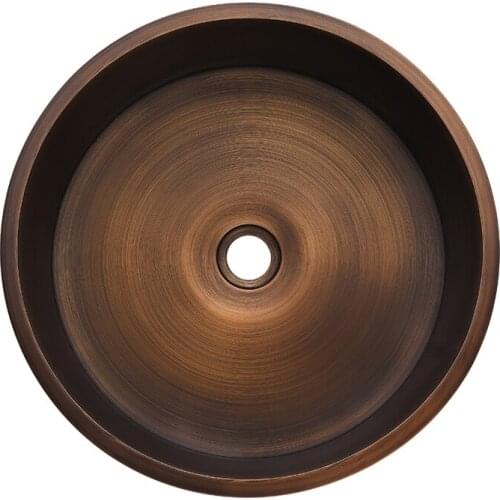 Retro 304 stainless steel round above counter basin hotel villa art wash basin antique copper color single basin trumpet