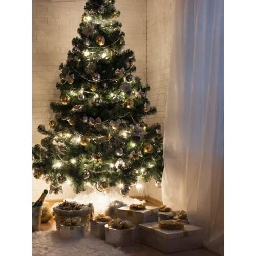 VinylBDS Christmas Backdrops The Christmas Tree Gift Lights 5x7ft(1.5x2.2m) Photography Backdrop