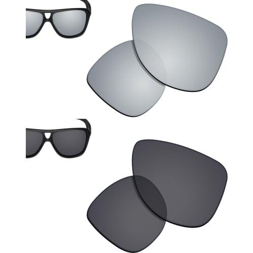 SmartVLT 2 Pairs Polarized Sunglasses Replacement Lenses for Oakley Dispatch 2-Silver Titanium and Solid Black