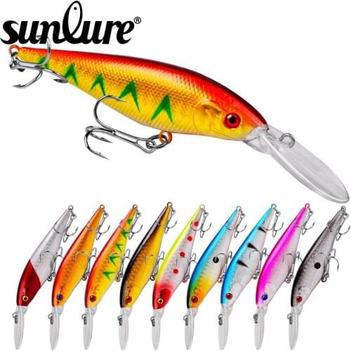Sunlure 10pc Minnow Fishing Lures 11.5cm-4.53" Hard Lure Fishing 0.37oz-10.5 Tackle 6# Hook Artificial Bait Hard Lure 2019 New