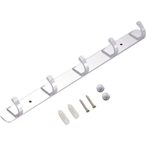 Space Aluminum Hooks Bar Coat Hat Clothes Robe Holder Rack Wall Mounted 5 Hooks Hanger Organizer for Bathroom Kitchen