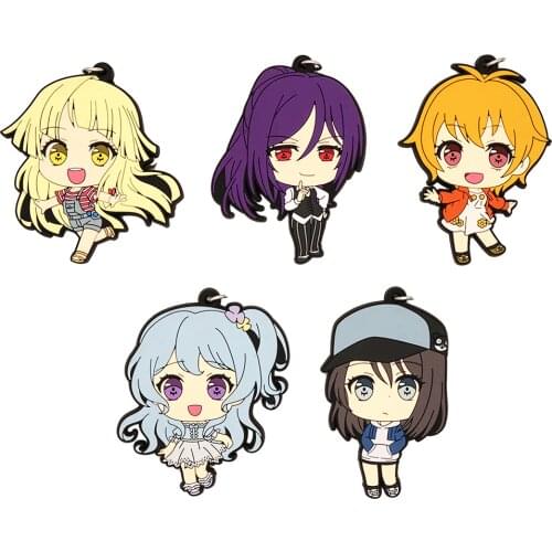 Bang Dream! Hello Happy World! Anime Game Tsurumaki Kokoro Seta Kaoru Kitazawa Hagumi Kanon Okusawa Misaki Rubber Strap Keychain