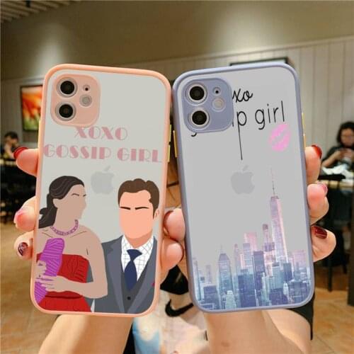 YNDFCNB Gossip Girl Love Best Friends Phone Case for iPhone X XR XS 7 8 Plus 11 12 pro MAX Translucent Matte Shockproof Case