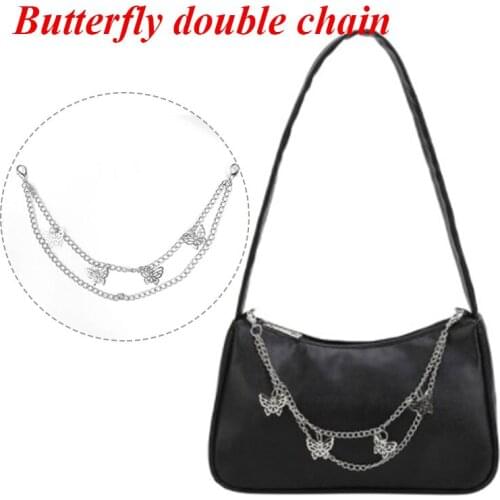 Female Bag Chain Street Bag Chain Metal Exquisite Double Butterfly Chain All-match Business Butterfly Bag Decoration Chain