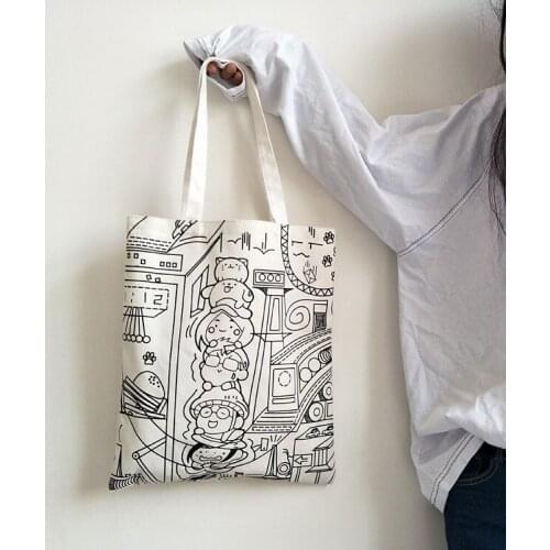 2019 Canvas Shoulder Bag Shopping Cute Handbags For Girls Shoulder Bag Handbag Tote Bag Casual Bags School Travel Folding