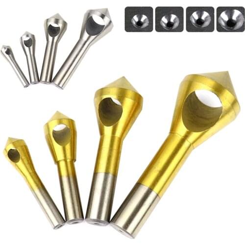 4pcs Chamfer Countersink Deburring Drill Bit Set 90 Degree Expanding Drill 2-5-10-15-20mm Metal Taper Hole Cutter Tools